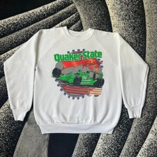 Vintage 1980s Indy 500 Racing Quaker State White Sweatshirt Sportswear