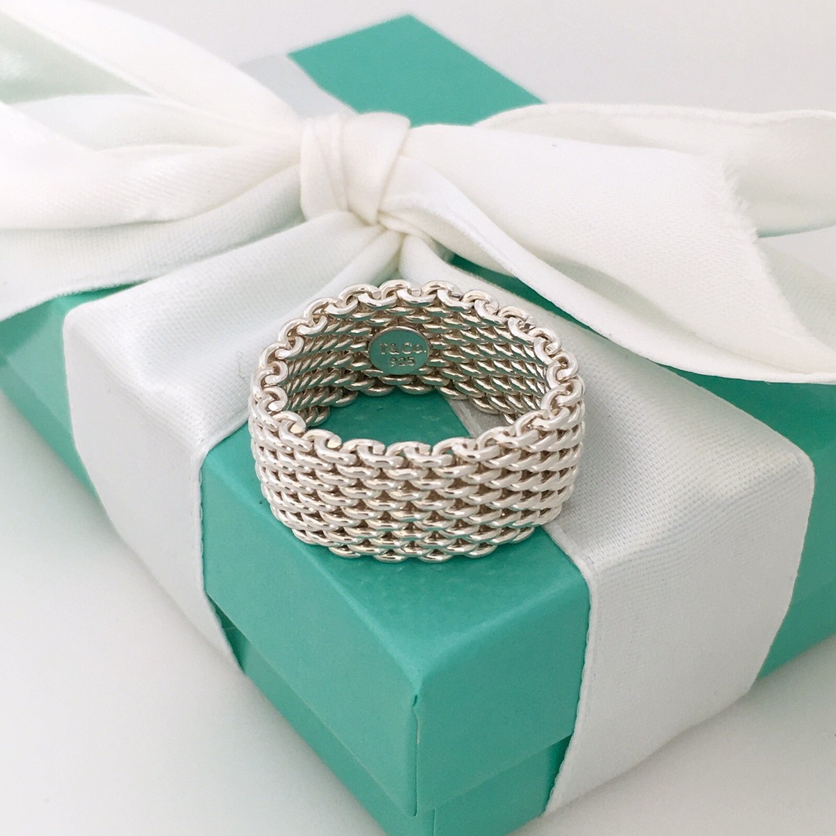 Size 7 Tiffany & Co Somerset Mesh Weave Ring Band in