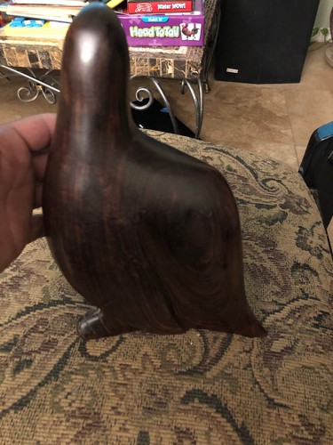 Penguin Ironwood Sculpture Hand Carved Statue Wildlife Bird Figurines 10" Tall - Picture 4 of 6