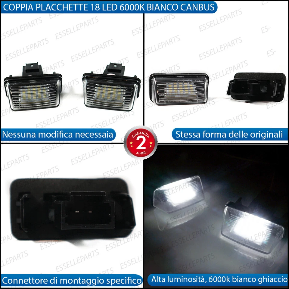 PLACCHETTE A LED LUCI TARGA 18 LED SPECIFICHE CITROEN BERLINGO 6000K NO ERROR - Immagine 2 di 4
