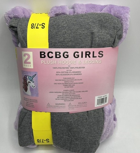 Girls Size S(7/8) BCBG 2-Piece Plush Hoodie & Legging Set Outfit Purple Unicorn - Picture 4 of 6