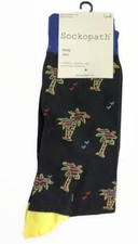 Sockopath Palm Trees Socks Mens Sock Size 10-13 Shoe Size 6-12 Black Cool Funky