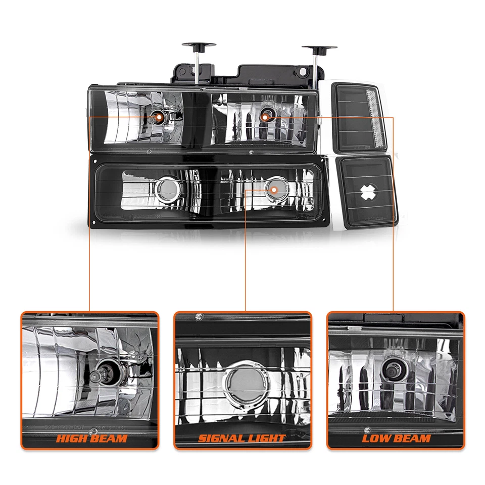 Лампы бампера для фар 1994-1998 Chevy C10 C/K 1500 2500 Silverado с лампами - Изображение 4 из 4