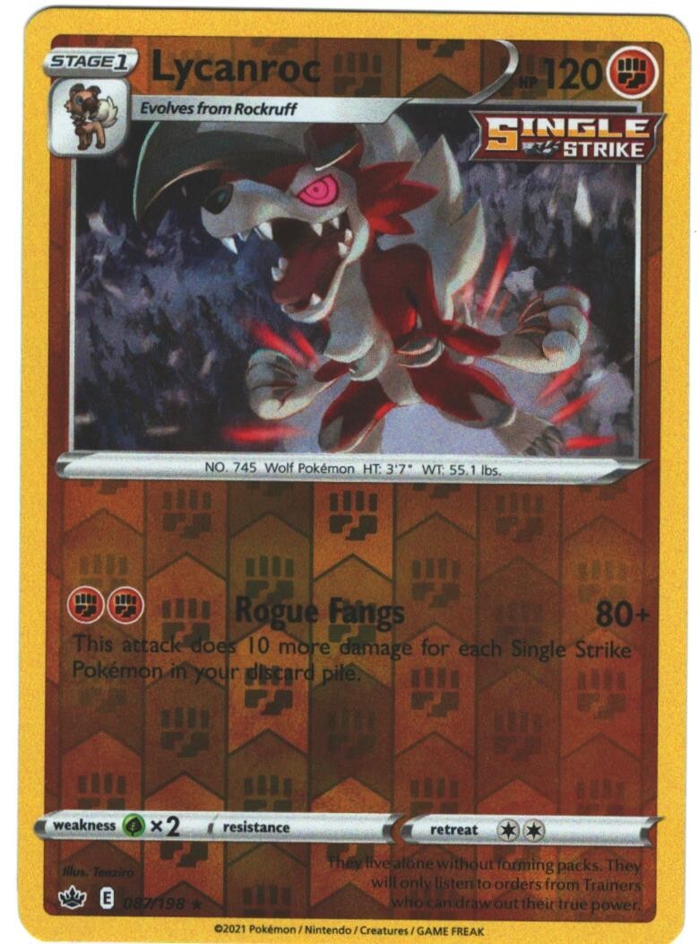 lycanroc pokemon card value Lycanroc 87/198 Chilling Reign Reverse Holo Rare Pokemon Card Pokémon TCG  087