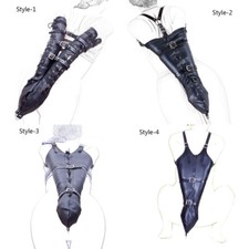 Quality Soft PU Leather Hands Wrists Arm binder Tight Single Glove Black