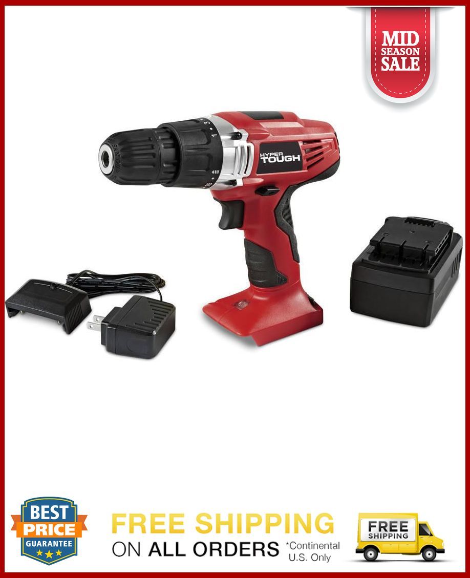 Hyper Tough 18 Volt Ni Cad Cordless Drill With Rechargeable