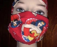 Wonder Woman Cotton Face Mask Reversible Washable Mascarilla Super Hero Marvel