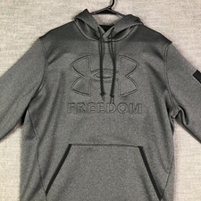 Under Armour Freedom Hoodie Mens M Gray Raised Logo Pullover Loose Fit Sweatshir