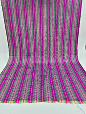 Pink Shades Gray Green Striped Silk Luxurious Duponi Fabric By 2 Meters.