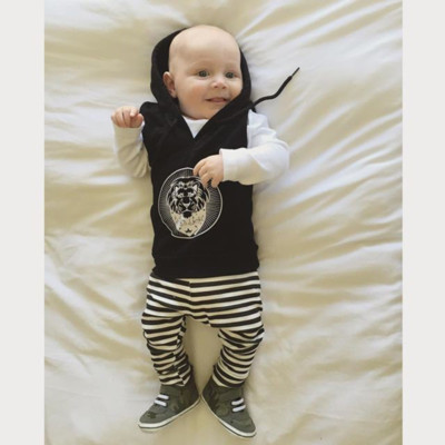2PCS Toddler Infant Kid Baby Boy Girl Clothes Lion Hoodie Tops+Pants Outfits Set