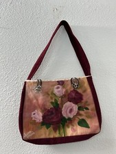 Vintage Hand Painted Womans Handbag Purse Signed Floral Bloomcore Granny Mature