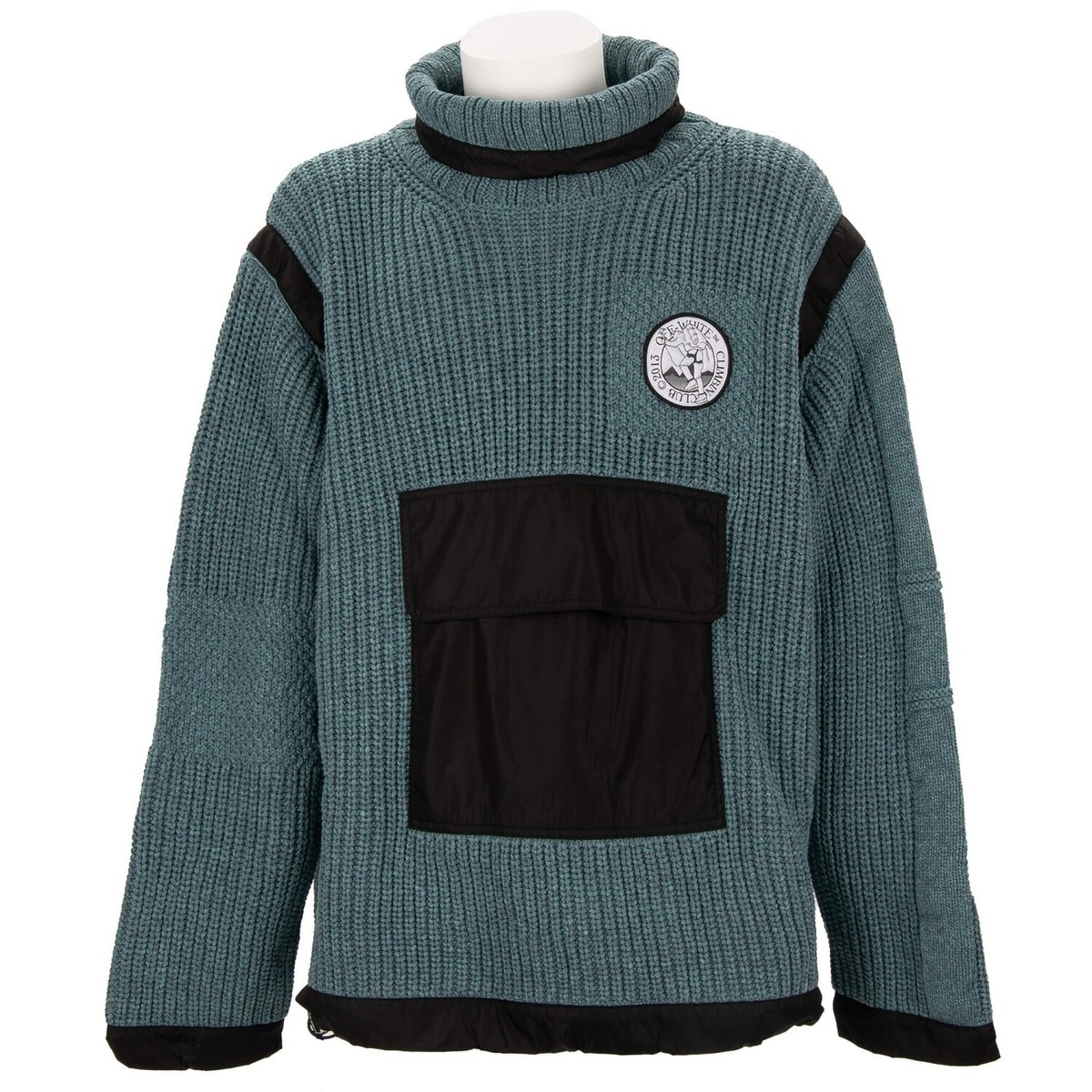 OFF-WHITE Virgil Abloh Duality Knit Anorak Turtleneck Sweater Blue