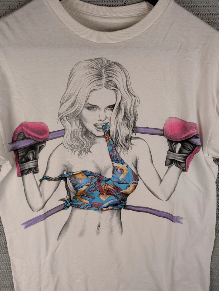 Camiseta Rook Caliente Chica Modelo Boxeo Sexy Lucha Talla Mediana Surf Skate Blanco Foto 4 de 4