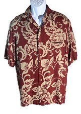 CARIBBEAN ROUNDTREE  YORK Men's Short Sleeve Button Down Rayon Shirt Medium