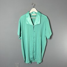 Vintage Victoria's Secret Womens S Sea Green Oversized Sleep Shirt w/Satin Trim