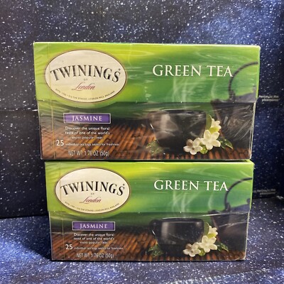 2X Twinings Green Tea With Jasmine, Individually Wrapped Bags, 25 Ct Each