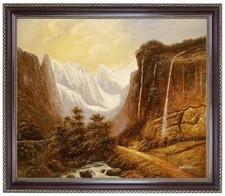 Ölbild Waldlandschaft, Berglandschaft, Wasserfall HANDGEMALT F:50x60cm
