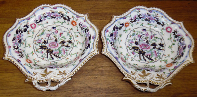 Pair Of Antique Grainger Lee & Co Worcester Porcelain Bowls - One