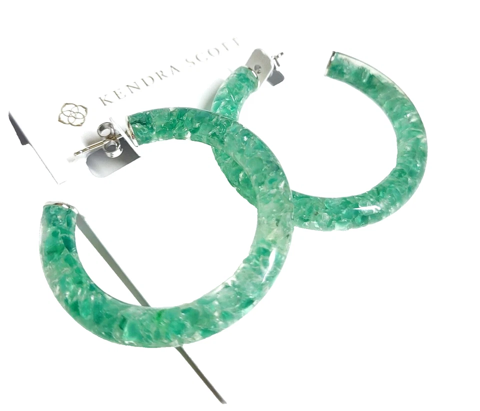 Pendientes de aro Kendra Scott Sonnie de plata esterlina ónix verde múltiples nuevos con etiquetas Foto 3 de 4