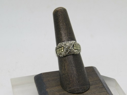 Anello Vintage Estate Argento Sterling 925 Marcasite Grappolo Crossover X Misura 7 E - Foto 8 di 12