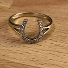 Wedding Horse Shoe Ring 2Ct Round Cut Lab-Created Diamond 14K Yellow Gold Plated