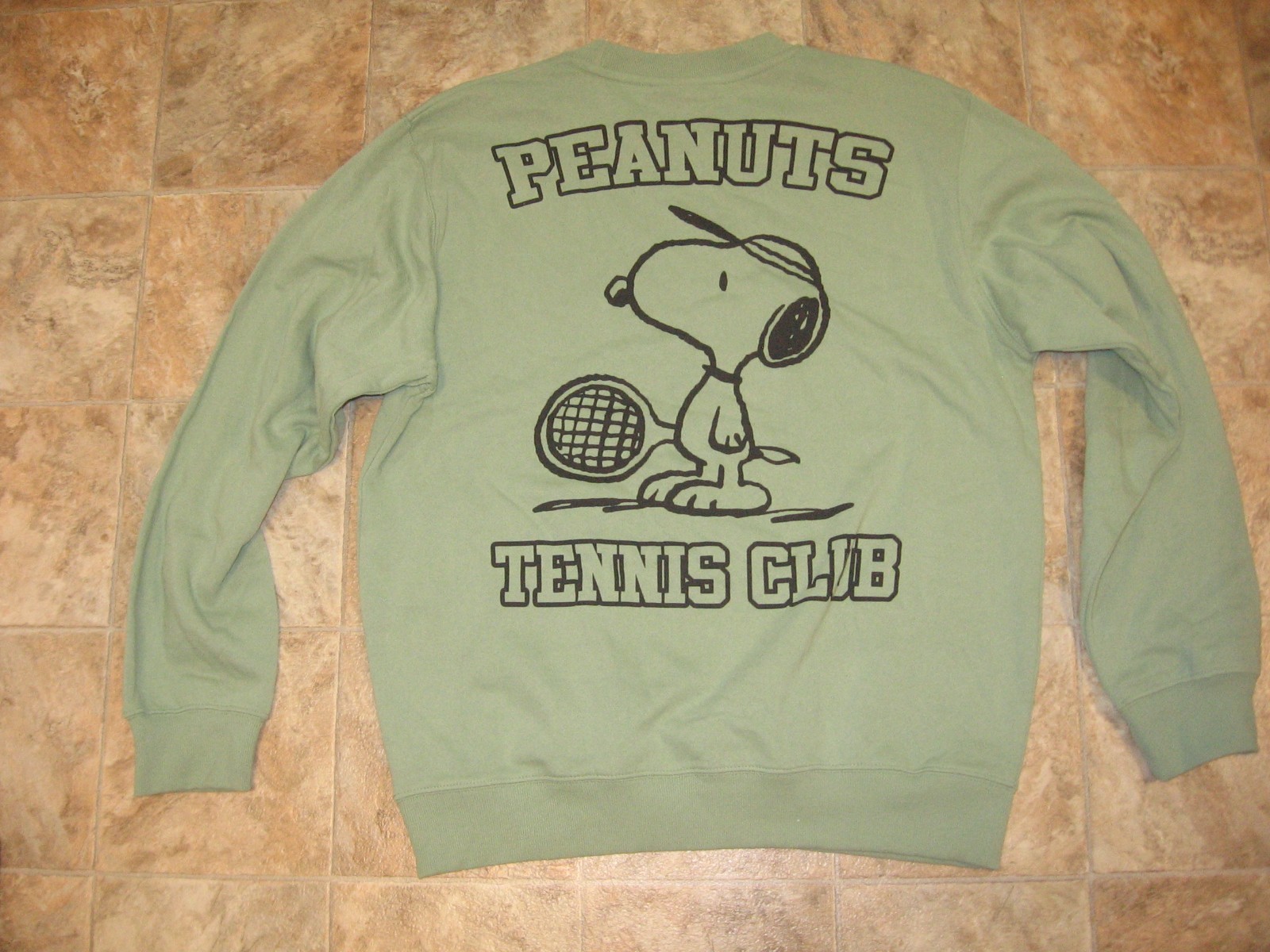 Peanuts Snoopy Tennis Club Embroidered New With Tag Official Green Sweatshirt