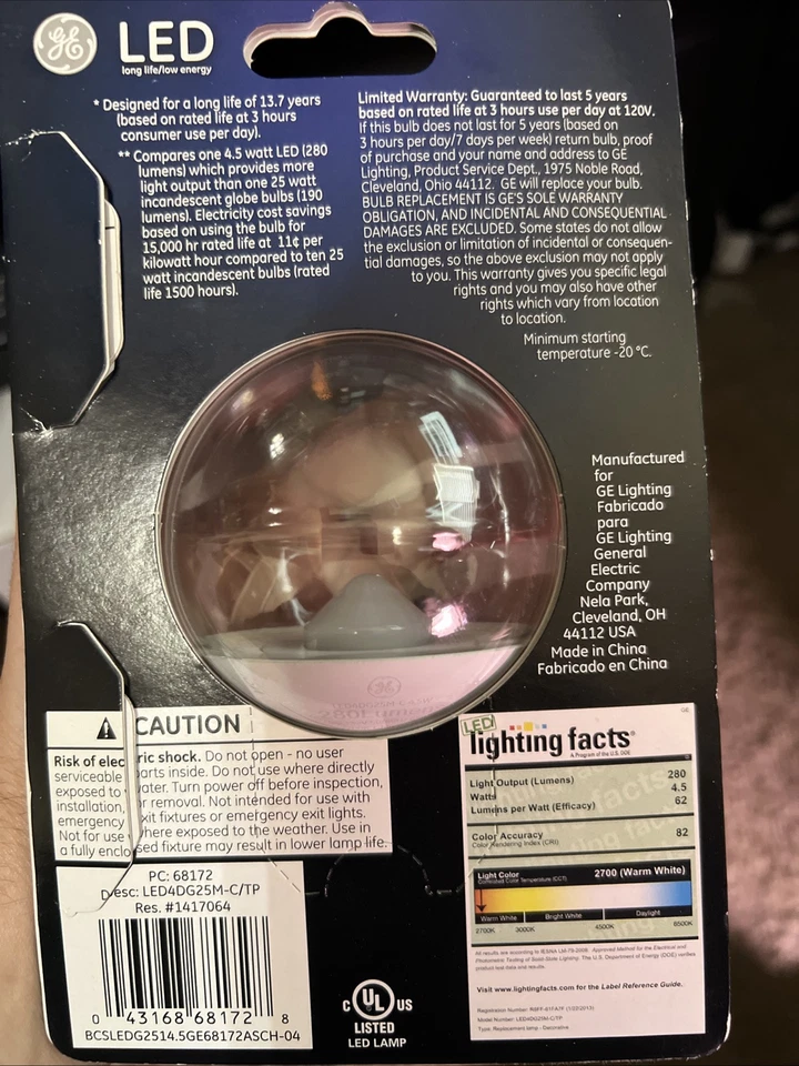 G25 GE LED lightbulb 280 Lumens  - Image 2 of 2