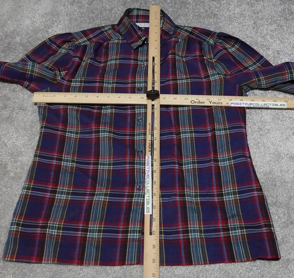 Camisa para mujer King Fashions Dallas grande multicolor a cuadros manga larga con botones Foto 3 de 4