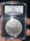 2006-W American Silver Eagle NGC MS70 25th Anniversary 1 oz .999 Silver