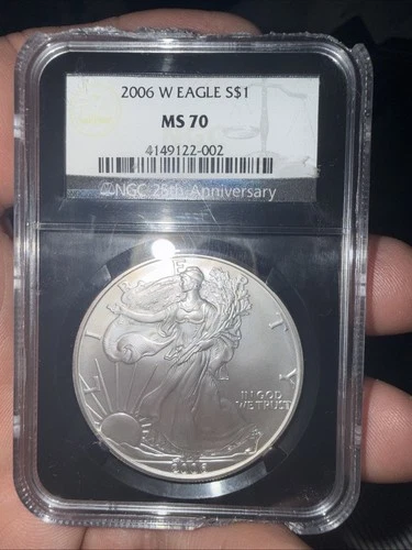 2006-W American Silver Eagle NGC MS70 25th Anniversary 1 oz .999 Silver