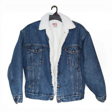 Vintage Levis Mens M Blue Sherpa Trucker Denim Jacket Retro Size M