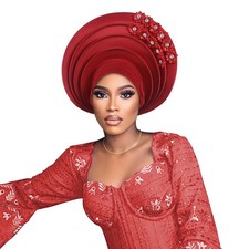 Flower Multi Layer Headtie African Women Head Wrap Traditional Nigerian Headwear