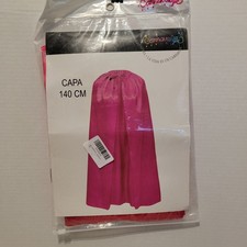 Carnavalife Cape Adult 140 CM Pink Satin Costume Carnival Cape Tie Neck Bright