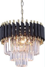 Black and Gold Crystal Chandelier Ceiling Light Modern Pendant Light