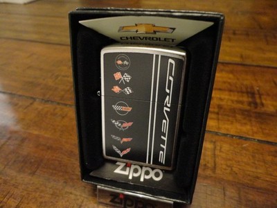 CHEVY CHEVROLET CORVETTE LOGO HISTORY ZIPPO LIGHTER MINT IN BOX