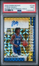 2020 Panini Mosaic Tyrese Maxey rc Autograph Mosaic Gold /10 PSA 9
