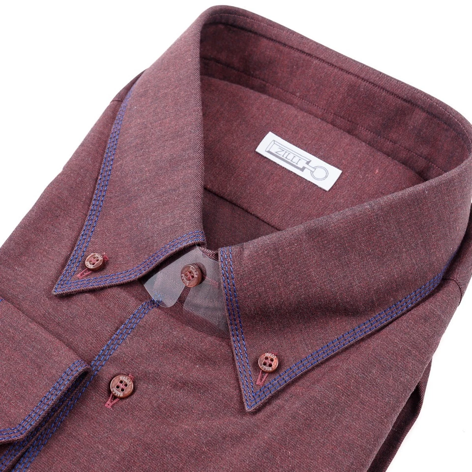 Zilli Silk-Cotton-Cashmere Dress Shirt with Triple Stitch 18 (Eu 46) NWT - Image 4 of 4