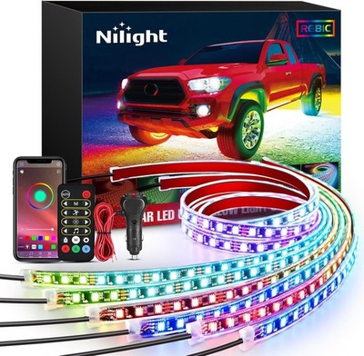 Nilight 6Pcs Car Underglow Neon Accent Strip Lights 300 LEDs Multi Color RGB-IC