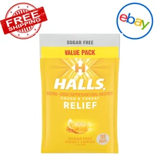 HALLS Relief Honey Lemon Sugar Free Cough Drops Value Pack 180 Drops Free