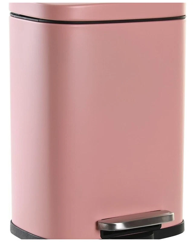 Pattumiera Bagno 5 L Metallo Rosa con Pedale e Chiusura Lenta Cestino Rifiuti, fotografia 6 di 9