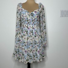 Astr the Label Carina Mini Dress Womens Size S Floral Pleated Cottagecore Boho