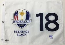 Nicolai Hojgaar 2025 Ryder Cup Bethpage Black 18 Signed Pin Flag Beckett BT18820