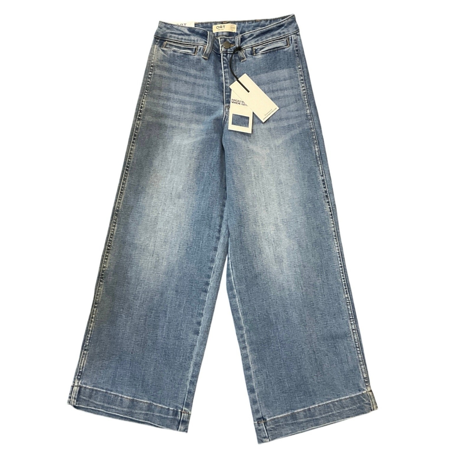 OAT New York Womens High Waist Wide Leg Jeans Light Wash Denim Size 0/25 NWT