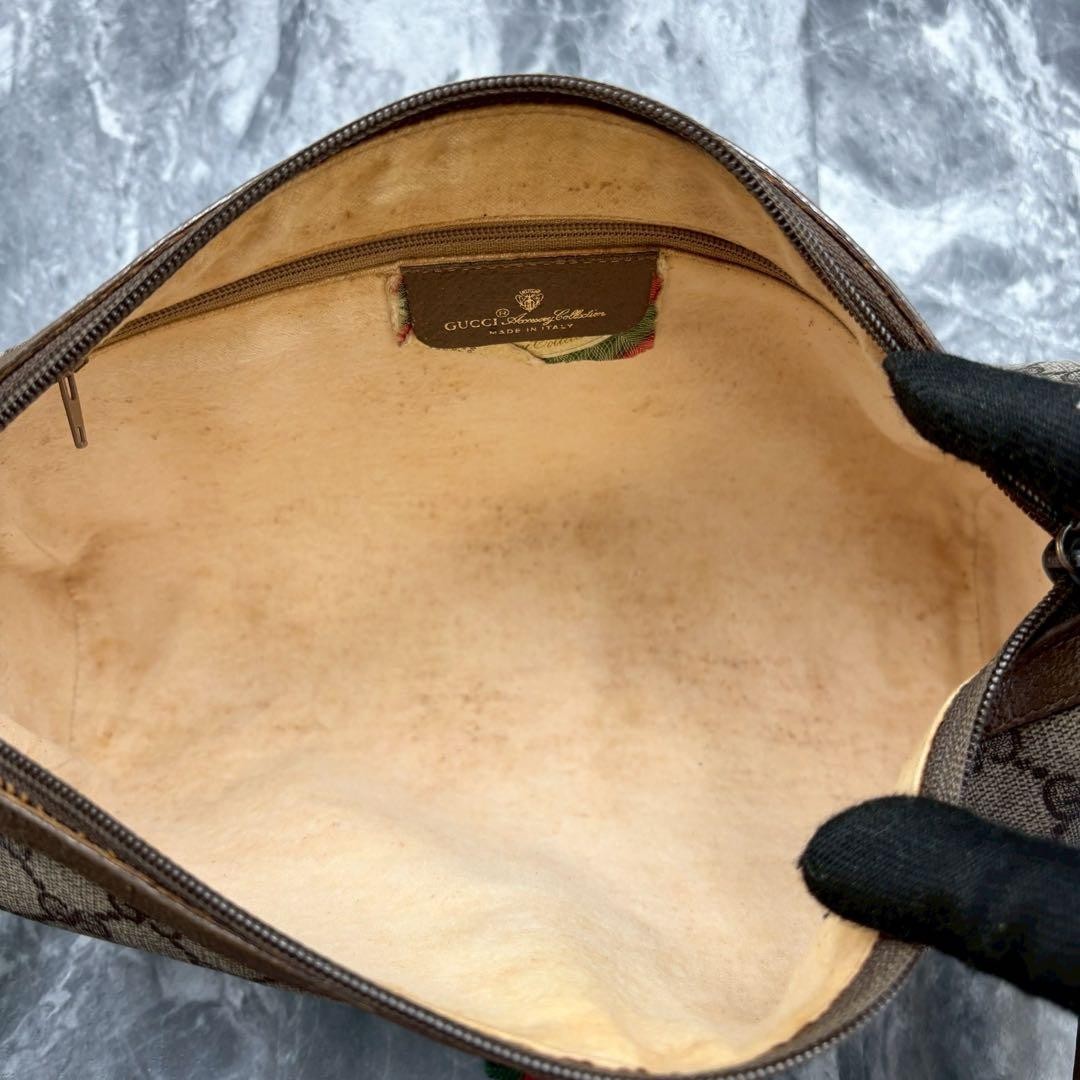 GUCCI Shoulder Bag PVC Leather Beige Brown Vintage Old Gucci Women Italy  thumbnail 4
