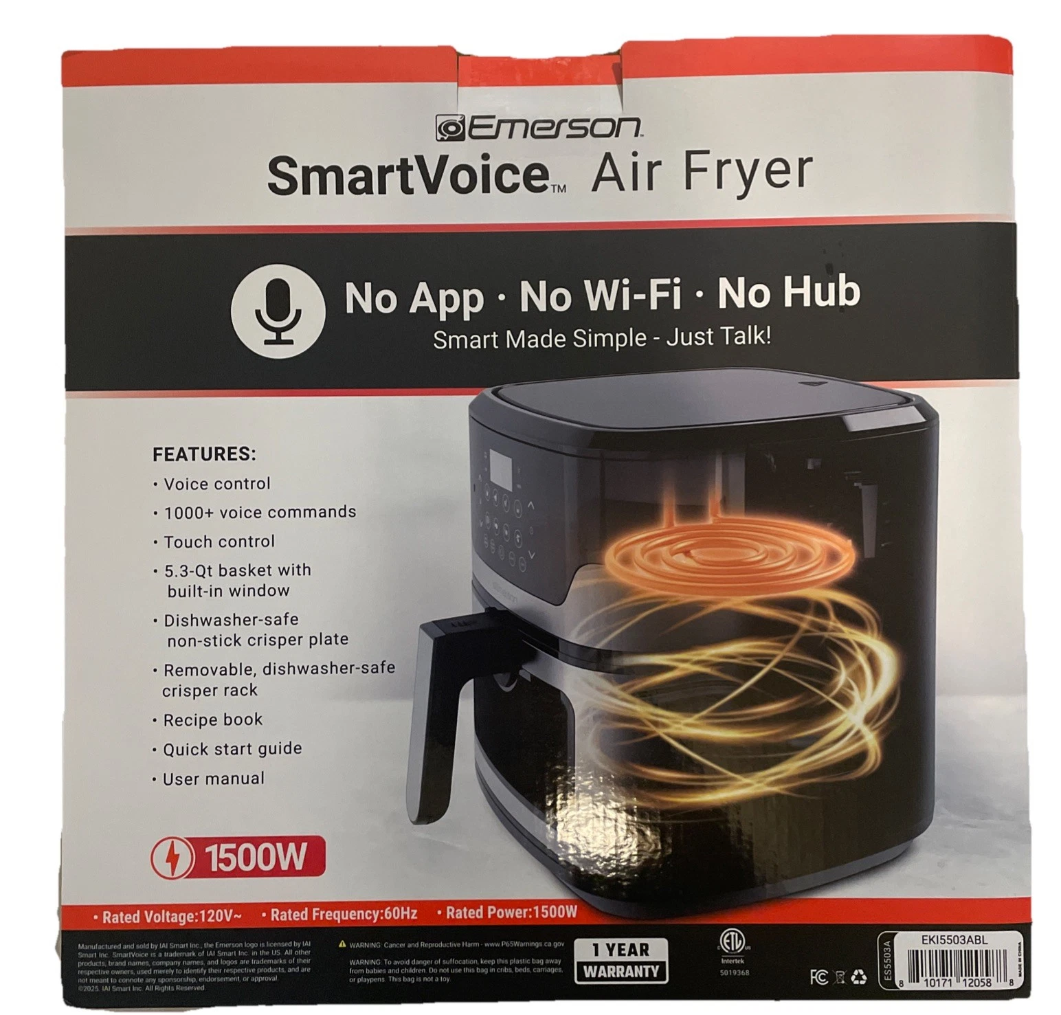 Emerson SmartVoice Air Fryer Qt 1500W
Opens in a new window or tab