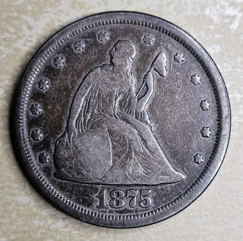 1875-S Seated Liberty Twenty Cent Piece 20c Very Good VG Or Fine F Original