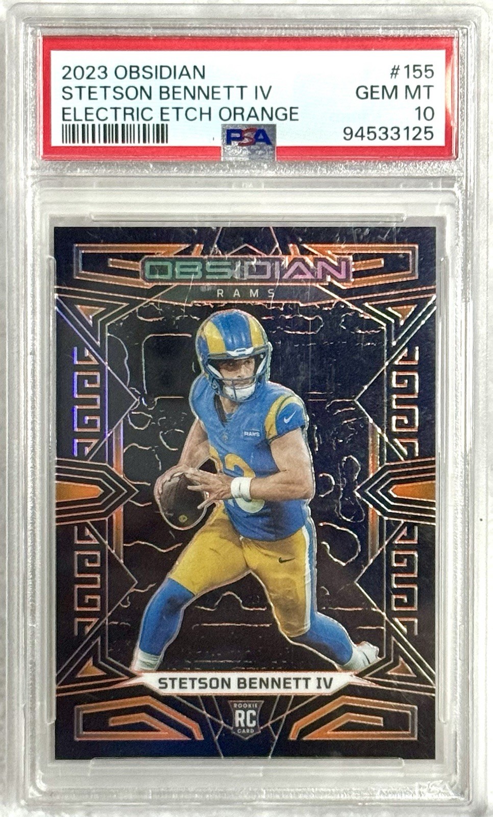 Stetson Bennett Panini Obsidian #155 Orange Electric Etch