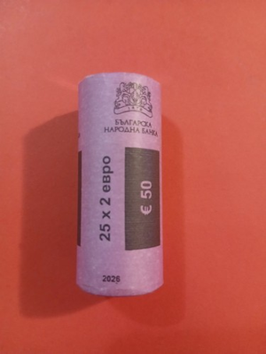 #ad BULGARIA issue 2026 2 Euro x 25 pc ROLL Bi metallic UNC $129.00
