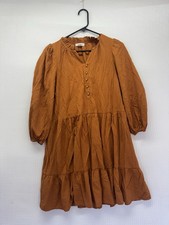 Calvin Klein Women's Textured 3/4 Sleeve Babydoll Dress Almond Size 6 (1a)