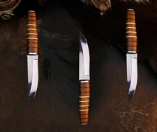 Gift-Ready  Steel Knife Full Tang Hunt it Hunt + Leather Sheath